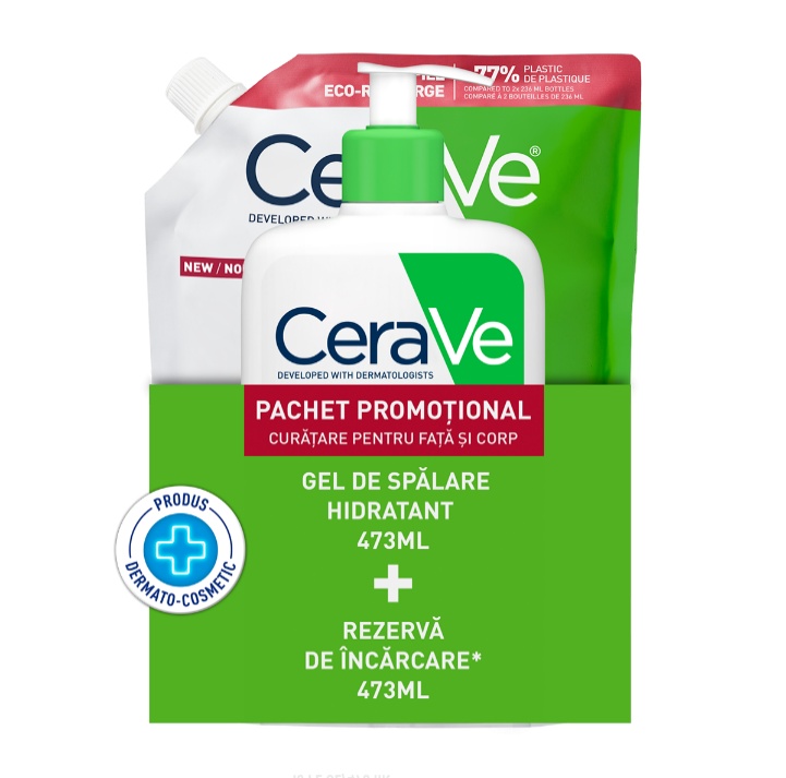 Cerave Pachet Gel Spalare Hidratant 473ml + Refill - Piele Uscată & Sensibilă