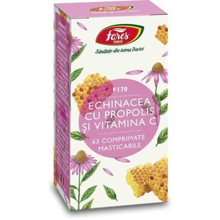 Echinacea cu Propolis și Vitamina C, F170, 60 comprimate, Fares