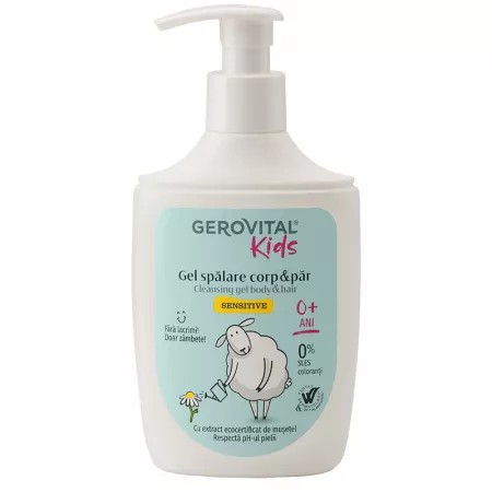 Gerovital Kids Sensitive gel de spalare pentru corp si par, 300 ml