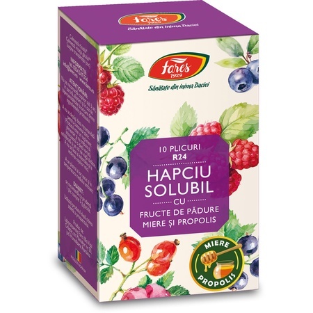 Hapciu solubil cu fructe de pădure, 10 plicuri, Fares