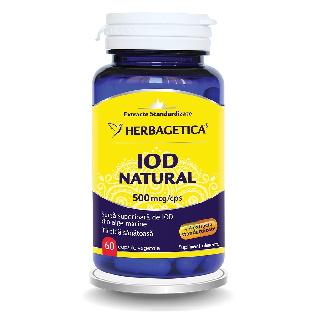 Herbagetica Iod Natural 500 mcg, 60 capsule