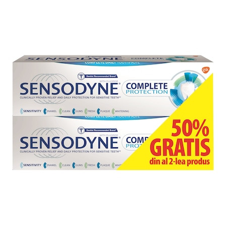 Pachet promo sensodyne complete protection, 75ml x 2