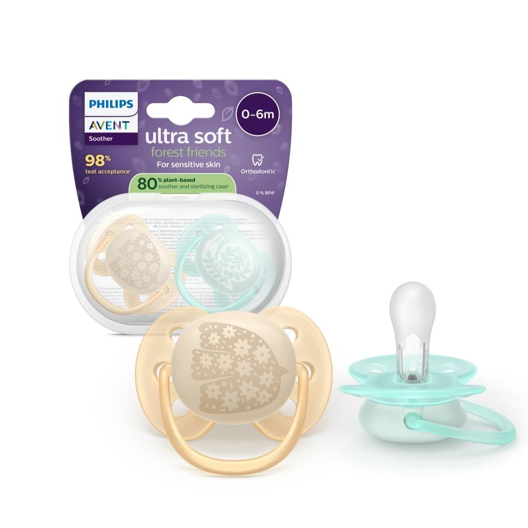 Philips Avent Ultra Soft Suzete Forest Friends, 0-6 luni, 2 bucăți