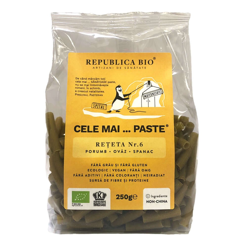 Republica BIO Cele mai...paste Reteta 6 din porumb, ovaz si spanac, eco, fara gluten, 250 g