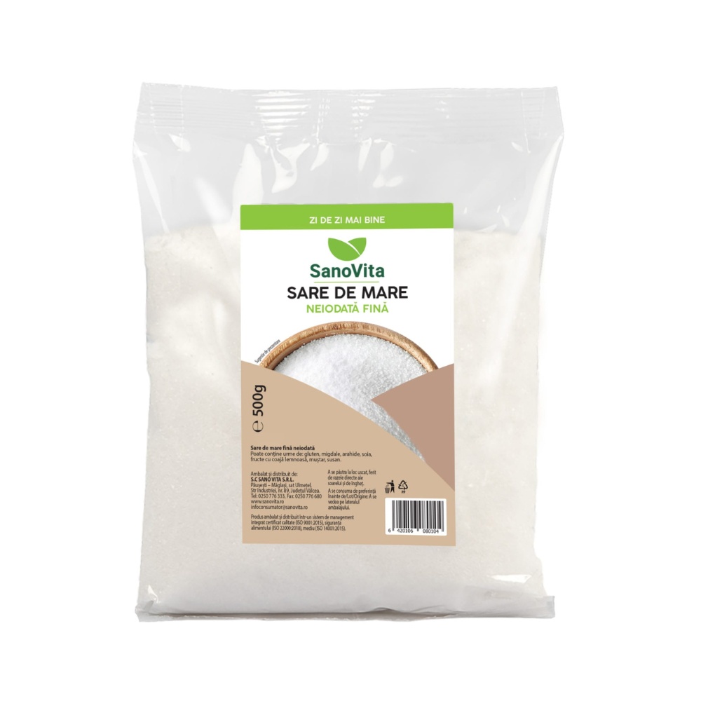 Sanovita Sare de Mare Fină Neiodată, 500 g