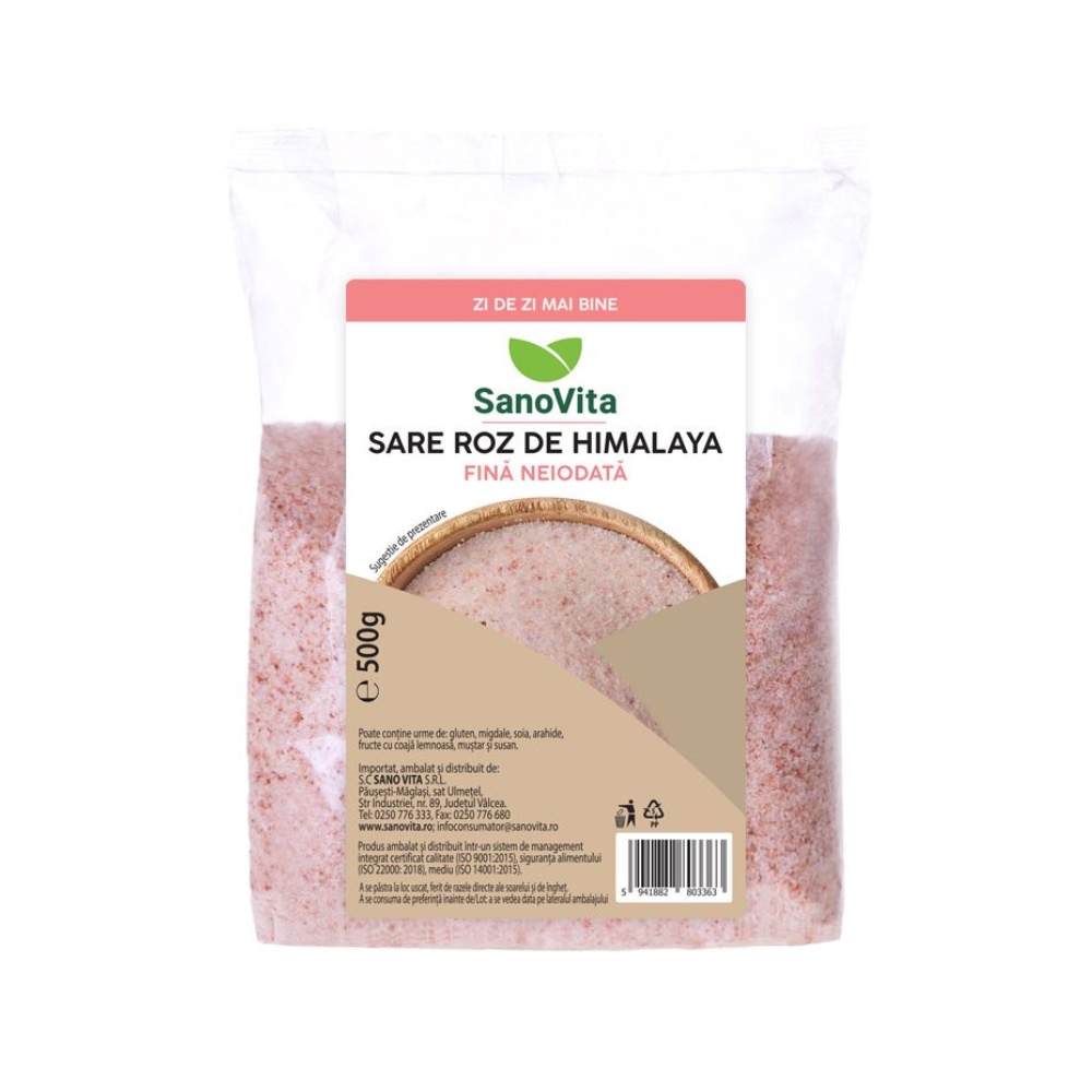 Sanovita Sare Roz de Himalaya Fină, Neiodată, 500 g