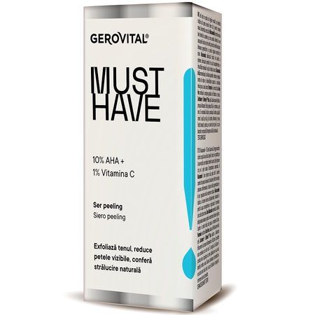 Ser peeling de față cu 10% Aha + 1% Vitamina C Must Have, 30 ml, Gerovital
