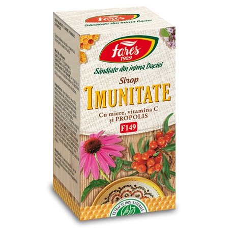 Sirop pentru imunitate cu miere, vitamină C și propolis F149, 100 ml, Fares