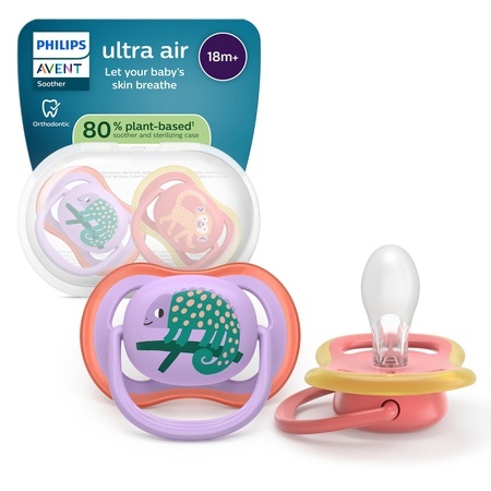 Suzeta Ultra Air Pacifier Philips Avent, Mov/Roz, 18 luni+, SCF349/47, 2 bucăți, Philips
