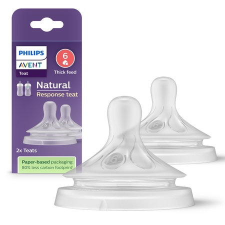 Tetină Philips Avent Natural Response, 6 luni+, debit 6, pentru lichide dense, 2 bucăți, SCY966/02, Philips