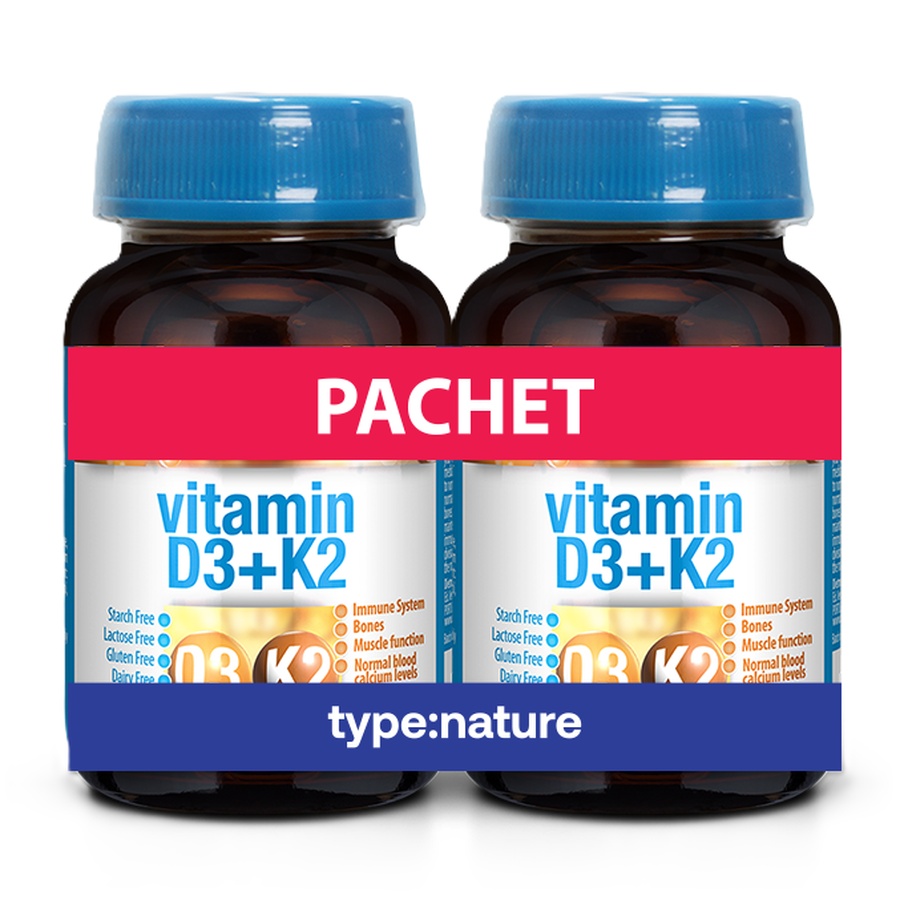 Vitamina D3 4000 UI + K2 MK-7, 60 + 60 tablete, Naturmil