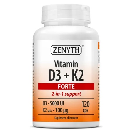 Zenyth Vitamin D3 + K2 Forte 5000 UI + 100 mcg MK-7, 120 capsule