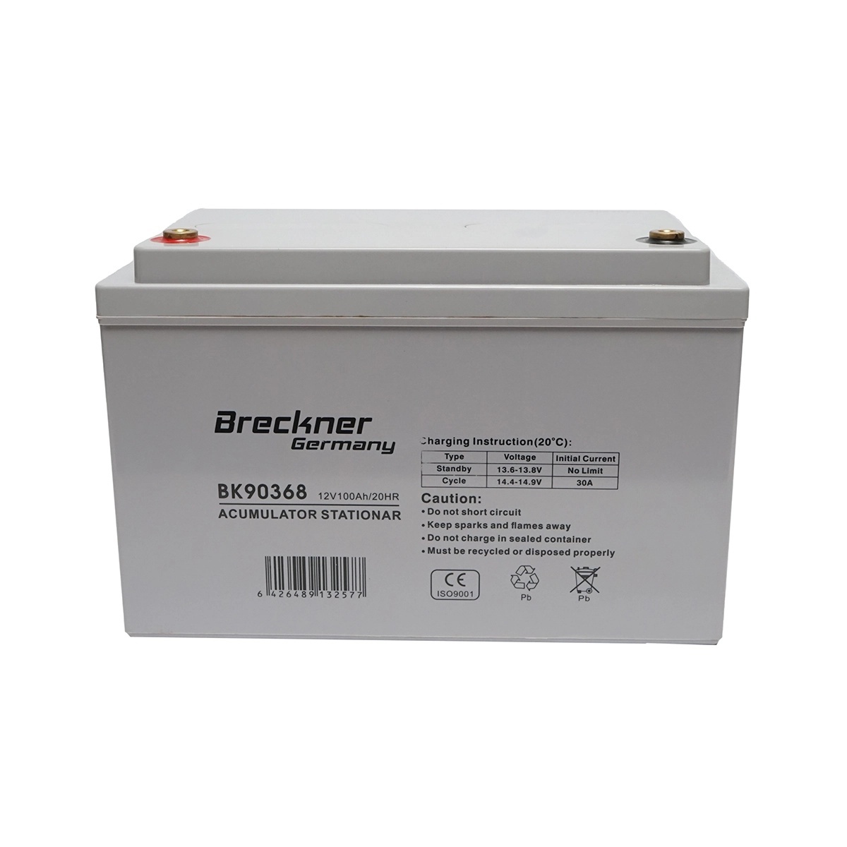 plite electrice Baterie stationara GEL VRLA 12V 100Ah 20HR pentru tricicluri, scutere, vehicule electrice 325x170x220mm Breckner Germany
