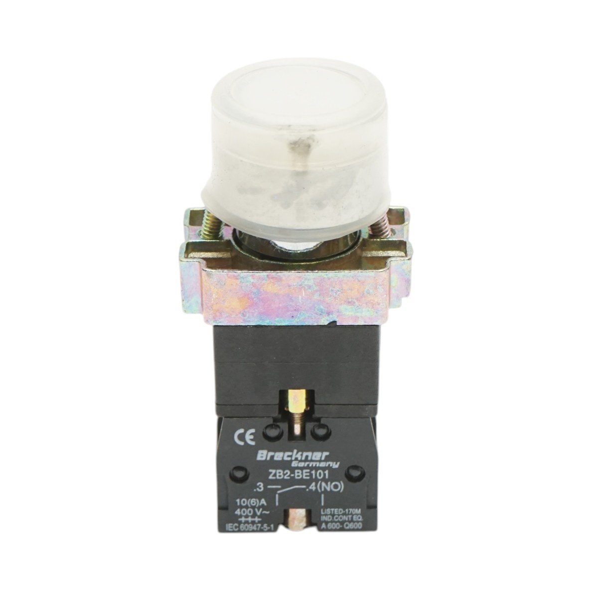 bloc masura monofazat Buton indicator LED alb cu protectie 1NC, 400V/10A, LAY5 Breckner Germany, BRECKNER GERMANY, BK76422