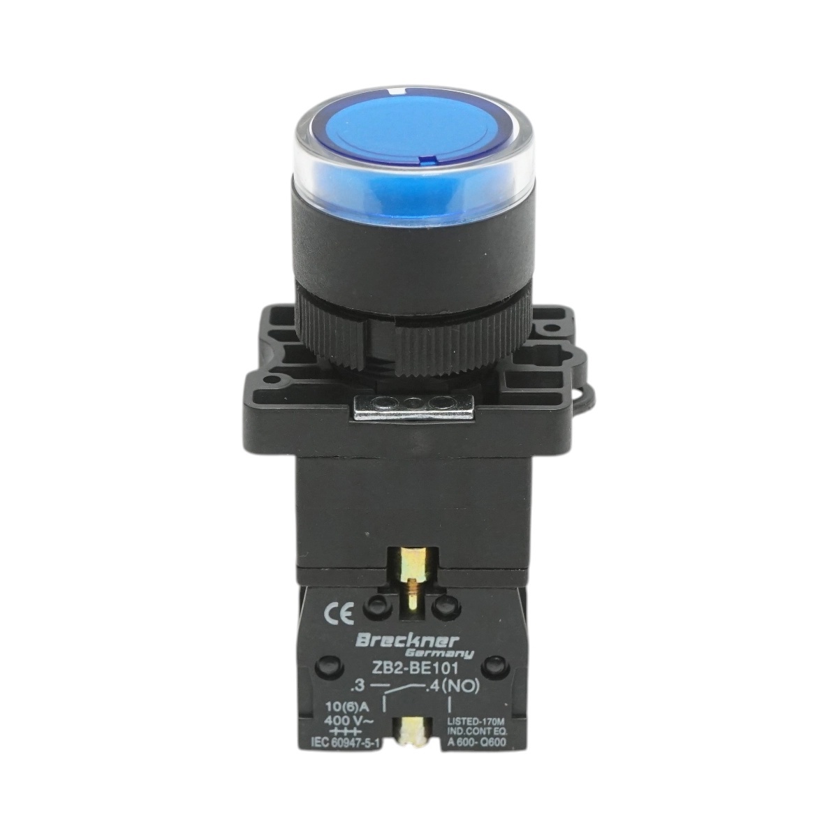bloc masura monofazat Buton indicator LED albastru cu rezistenta integrata 1NO, 220V, LAY5 Breckner Germany, BRECKNER GERMANY, BK76467