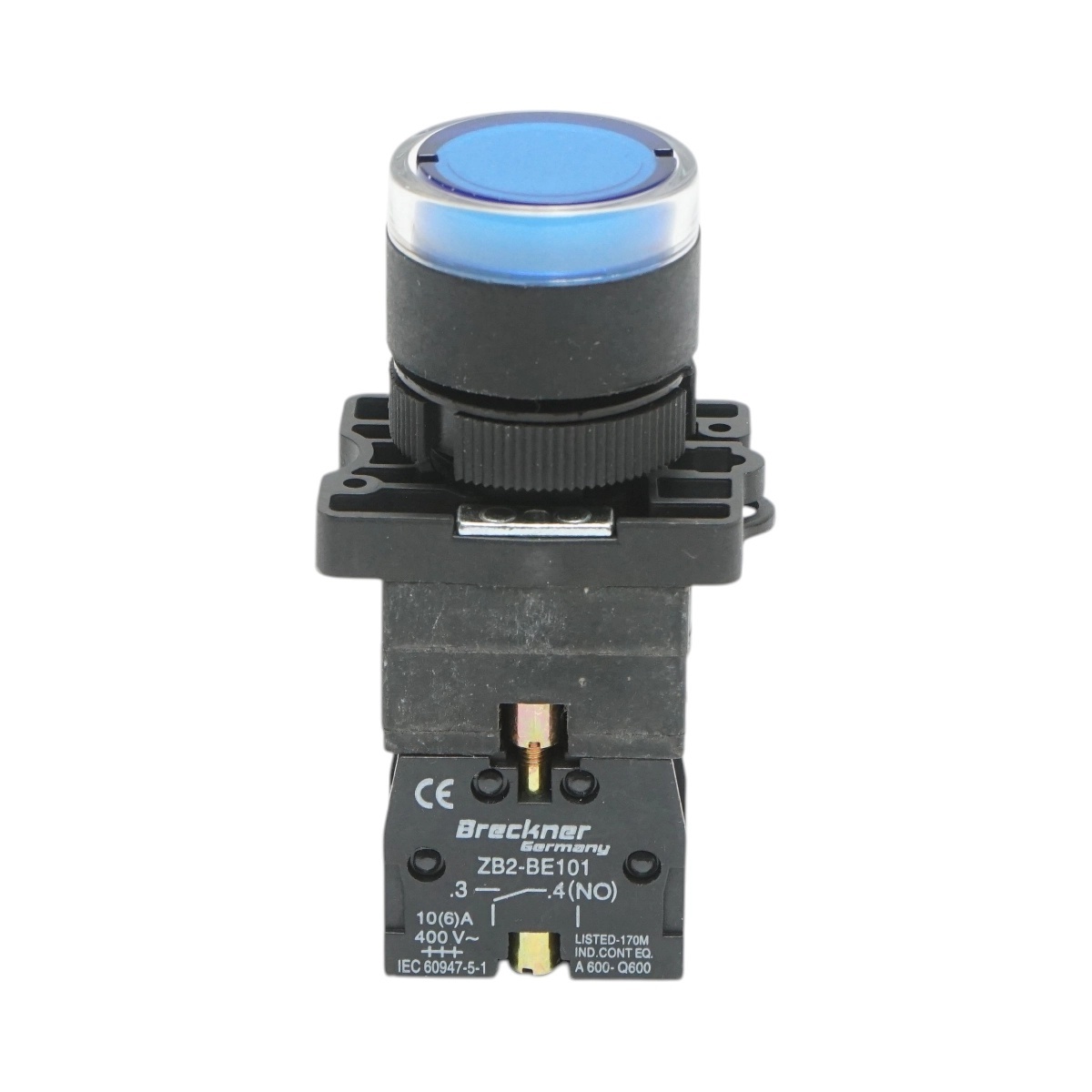 bloc masura monofazat Buton indicator LED albastru cu rezistenta integrata 1NO, 24V, LAY5 Breckner Germany, BRECKNER GERMANY, BK76466