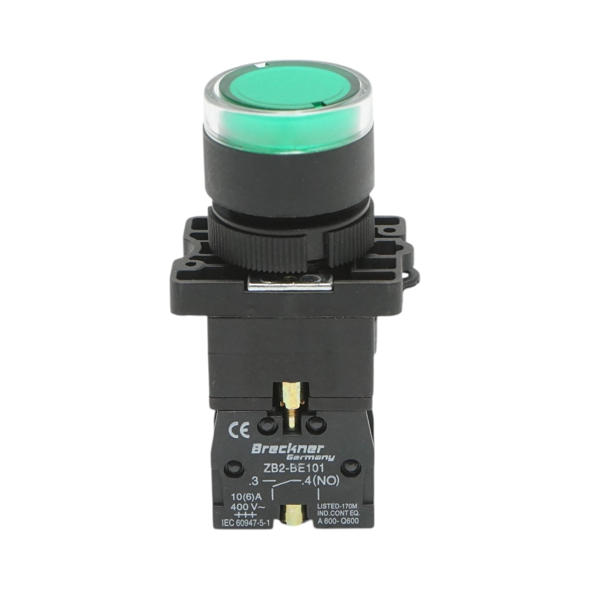 bloc masura monofazat Buton indicator LED verde cu rezistenta integrata 1NO, 220V, LAY5 Breckner Germany, BRECKNER GERMANY, BK76463