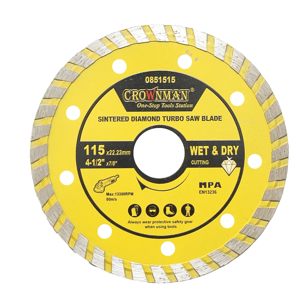 Disc diamantat turbo sinterizat 115x22.23mm, viteza max. 13300rpm, taiere umeda/uscata pentru piatra, gresie, ceramica, marmura , Cod: DISPT18,