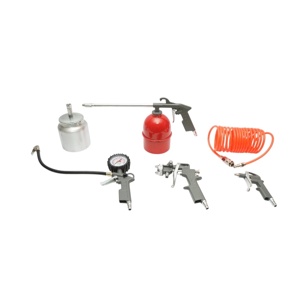 compresor aer auto Set 5 piese aer comprimat cu furtun spiralat 5m, pistol spalat, vopsit, umflat si suflat aer, DISRK51
