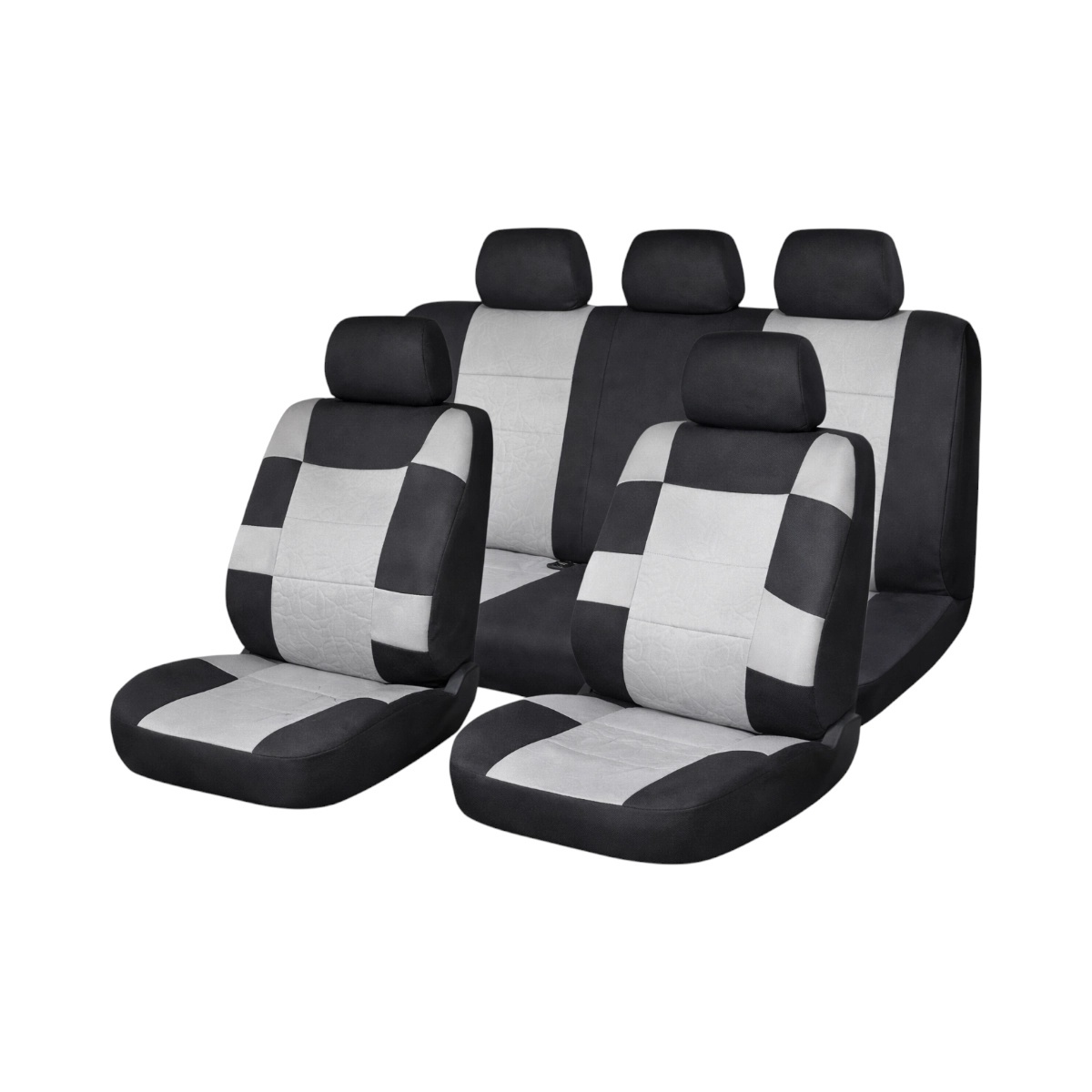 scaune de piele Set huse scaune auto universale Negru-Gri, material textil, fata + spate 9 piese, DISVG52