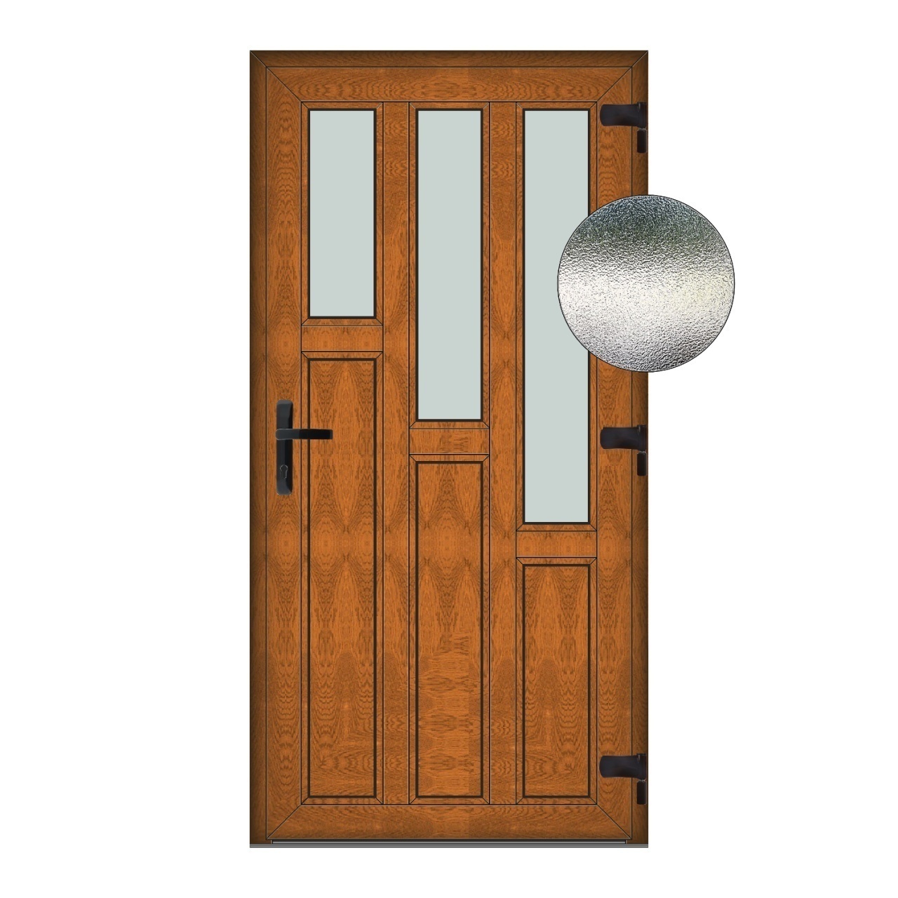 geam termopan stejar auriu Usa Leiter, PVC & termopan, 80x190cm, maro, stejar auriu, dreapta, Klass, 7cm, 6 camere, sticla mata nisip alb