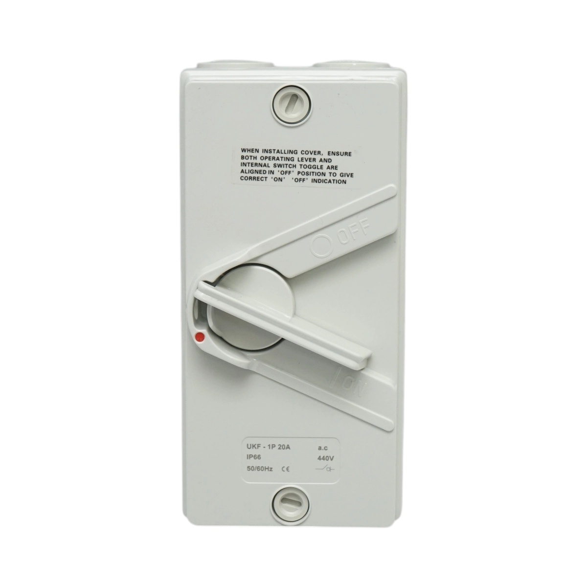 0 Intrerupator izolator 1P, 440V AC, 20A ON/OFF cu protectie IP66, DISTX45