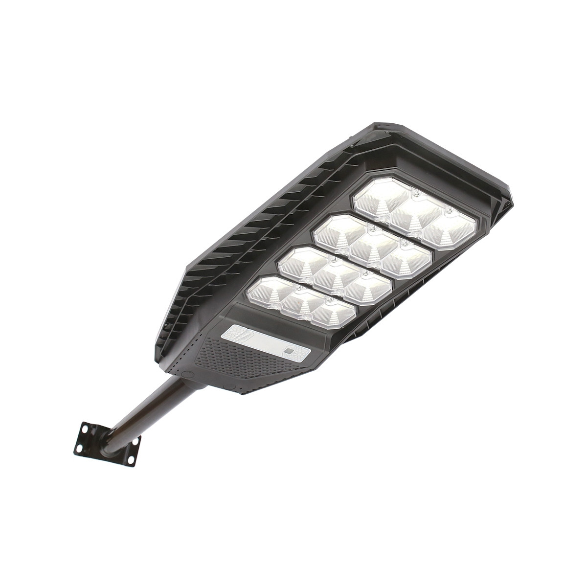 Lampa solara LED, iluminat stradal 200W, 6500K, IP65, cu panou solar, senzor de miscare si prindere pe stalp, Cod: BK69248 Echivalență: DISES97,