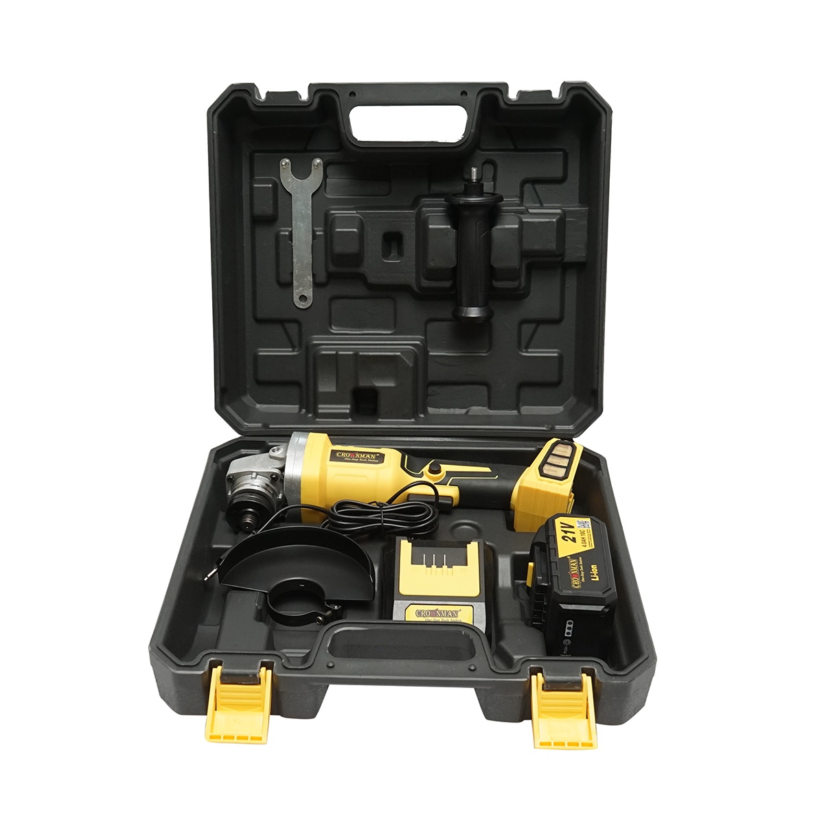 Polizor unghiular cu acumulator litiu 21V/4Ah, motor fara perii (brushless), 3 trepte de viteza, diametru disc 115mm , Cod: DISSG95, Marca: CROWNMAN