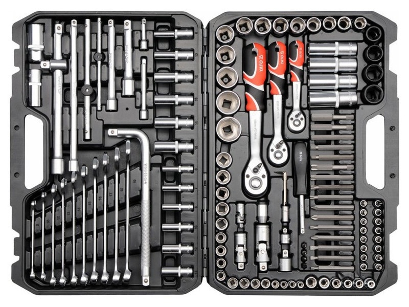 masina 8+1 Set de prize YATO 128 piese 1/4", 3/8", 1/2" CrV