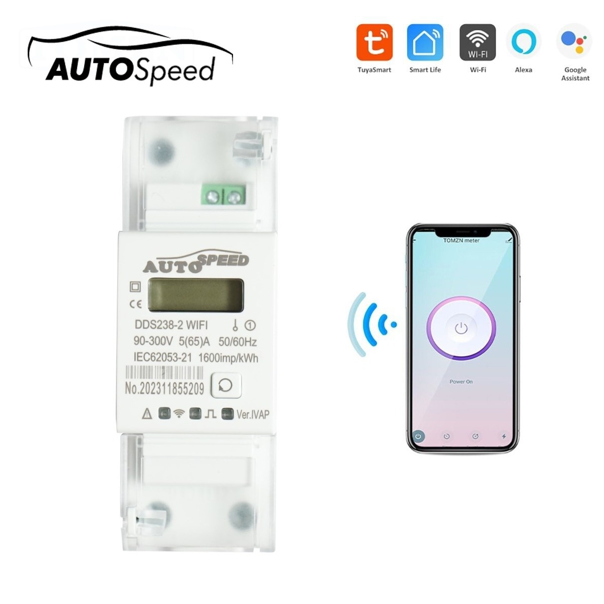 www.posta romana.ro compensare energie Smart Meter monofazic 220V, 65A, DDS238-2 WIFI Tuya, Smart Life, contor inteligent energie si putere electrica, AUTOSPEED, DISLK77