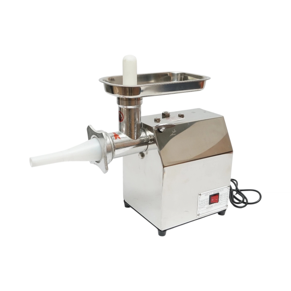 masina de tocat Masina de tocat carne electrica inox + aluminiu 1200W, 220V, capacitate 100 kg/h, adaptor carnati, 1 sita si 1 cutit incluse 340x185x365mm, DISVG61
