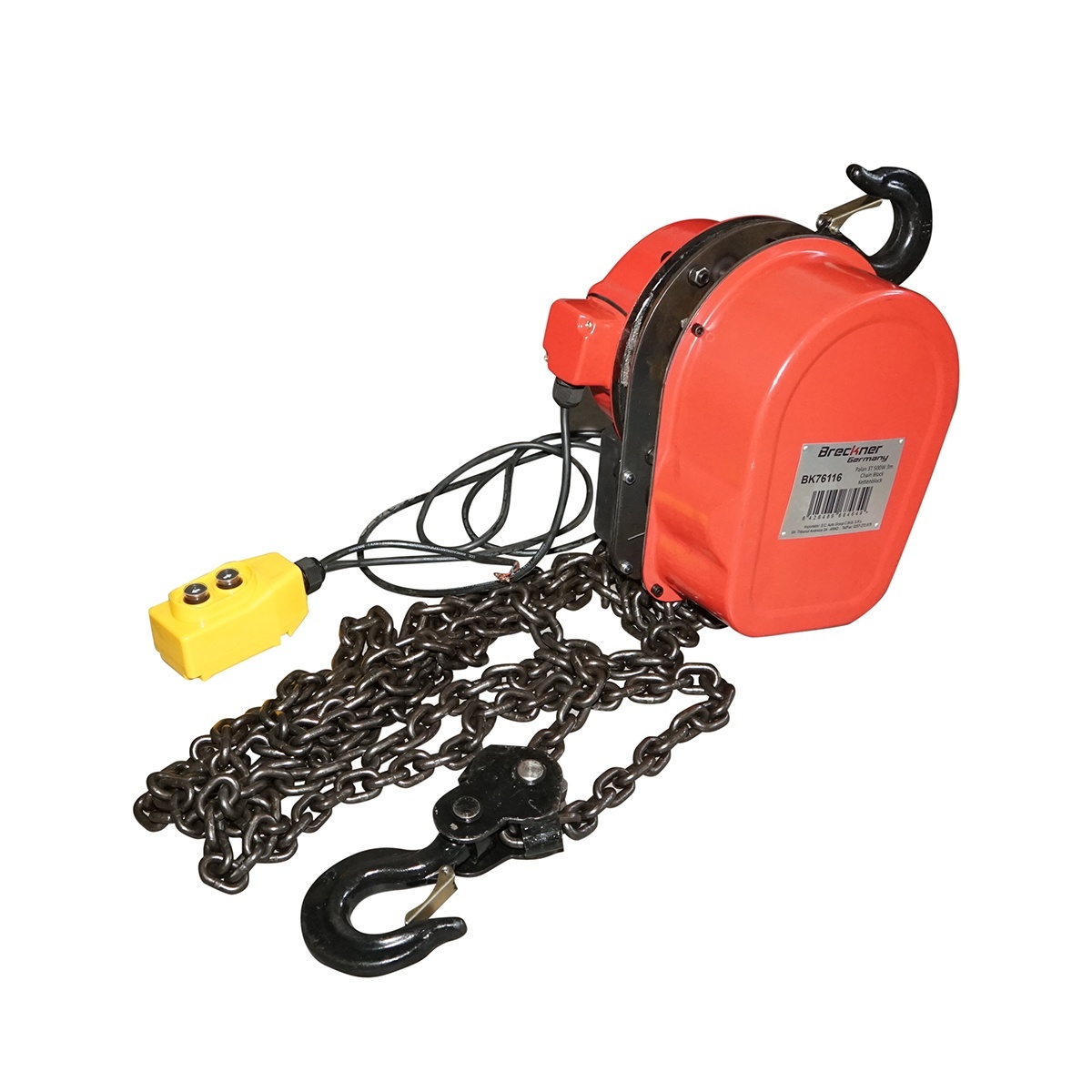centura sustinere sarcina Palan electric otel 220V, 500W cu lant 3m, sarcina maxima 3000 kg, carlig cu siguranta , Cod: BK76116, Breckner Germania