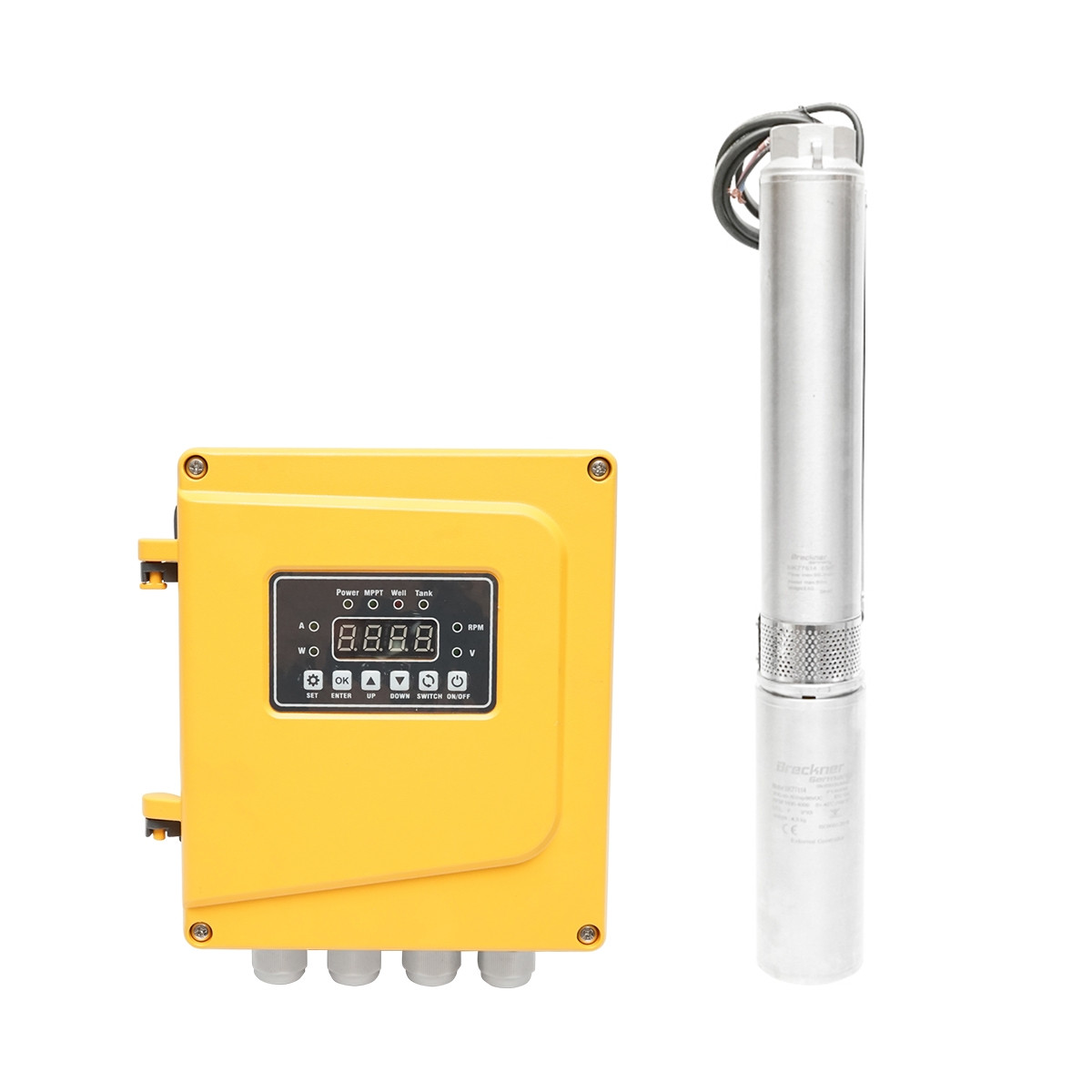 Pompa apa submersibila 600W, 96V debit 3.3m3/h, D75mm, cu controller pentru panou solar, fotovoltaic, Cod: BK77814, Echivalență: DISHR32, Breckner