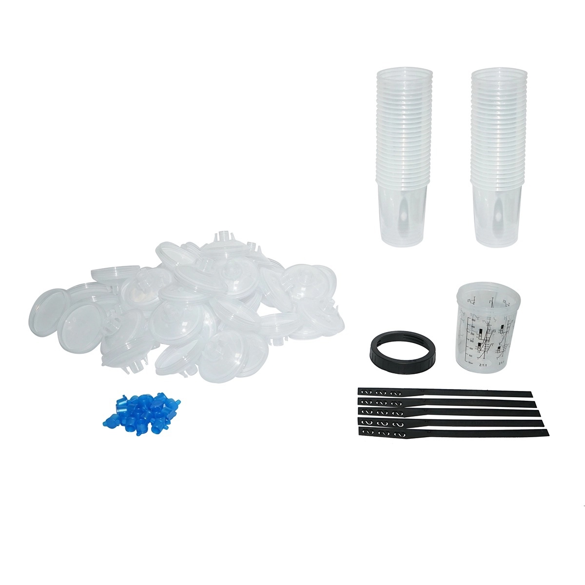 0 Set 50 pahare 800 ml mixare vopsea cu capac filtrant 125 microni pentru pistol de vopsit, BK76162