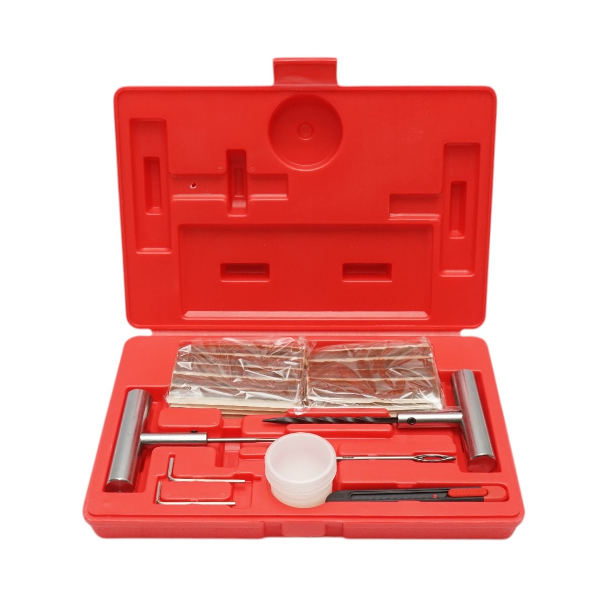 anvelope noi si second   vulcanizare suceava Trusa vulcanizare anvelope tubeless la rece cu snur 100mm, ac insertie, ac spirala, lubrifiant, cutter, chei imbus 57 piese X-TRA SEAL, DISUJ10