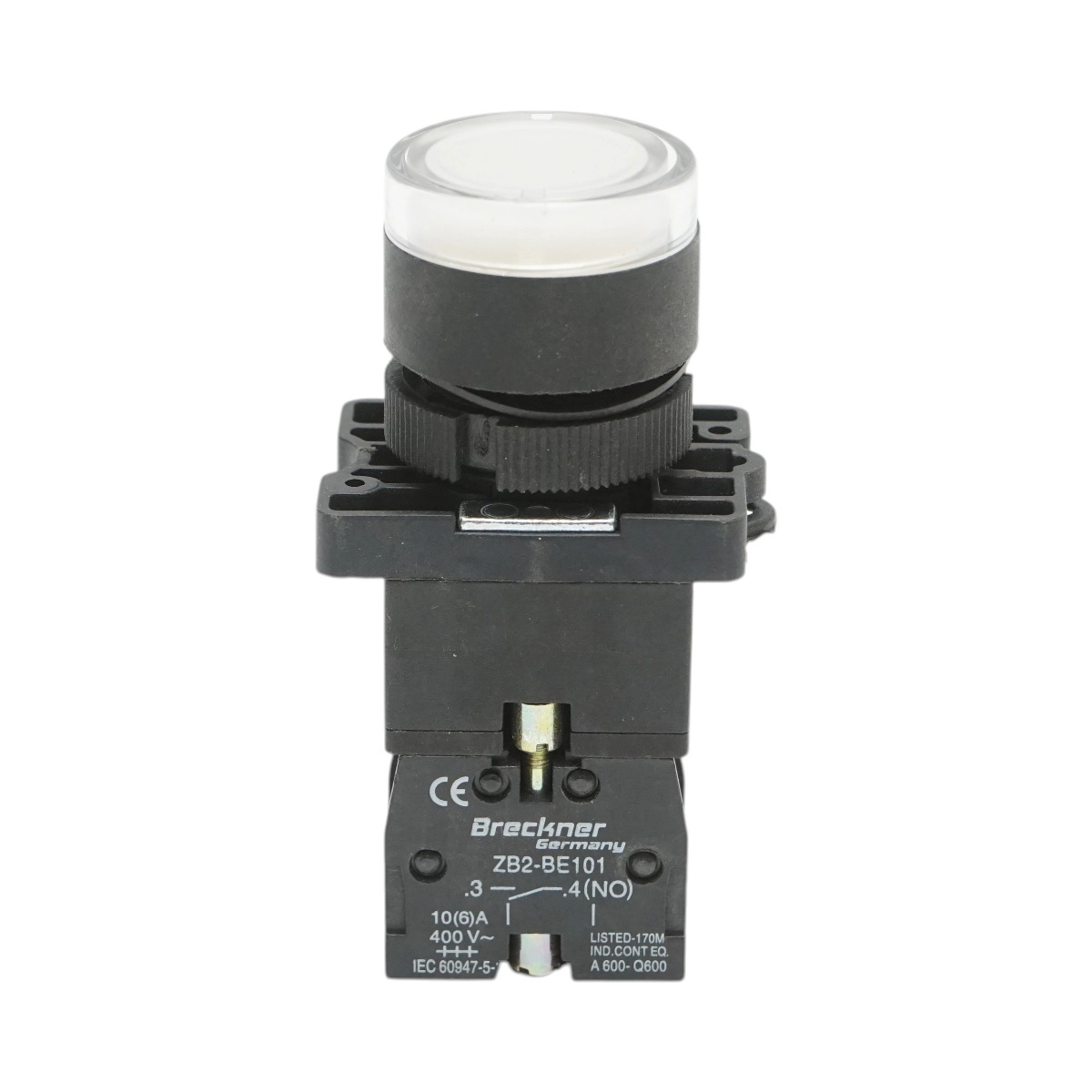 bloc masura monofazat Buton indicator LED alb cu rezistenta integrata 1NO, 24V, LAY5 Breckner Germany, BRECKNER GERMANY, BK76460