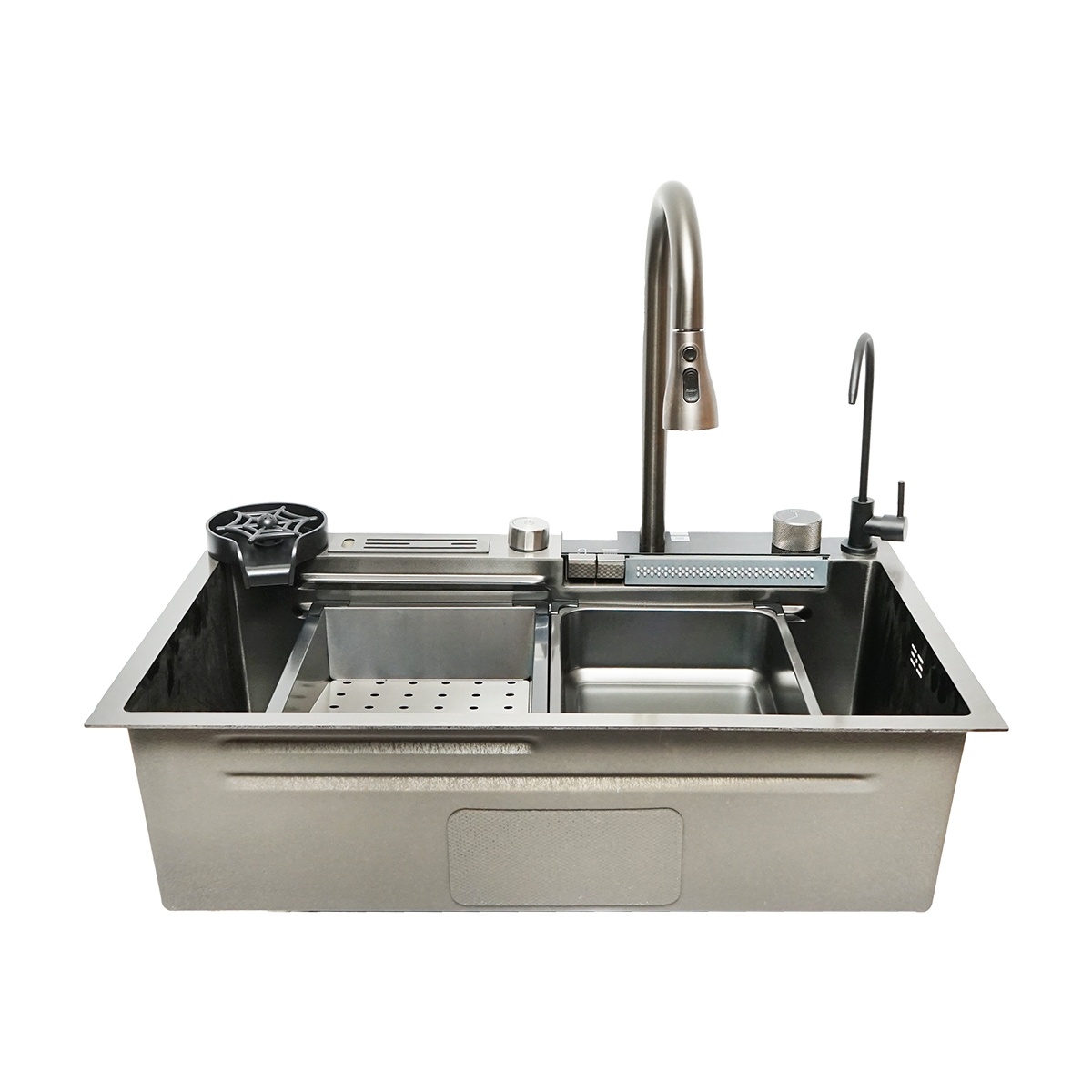 Chiuveta bucatarie multifunctionala, otel inoxidabil, afisaj digital temperatura, spalator pahare, accesorii incluse, dimensiune 75x46cm, Cod:
