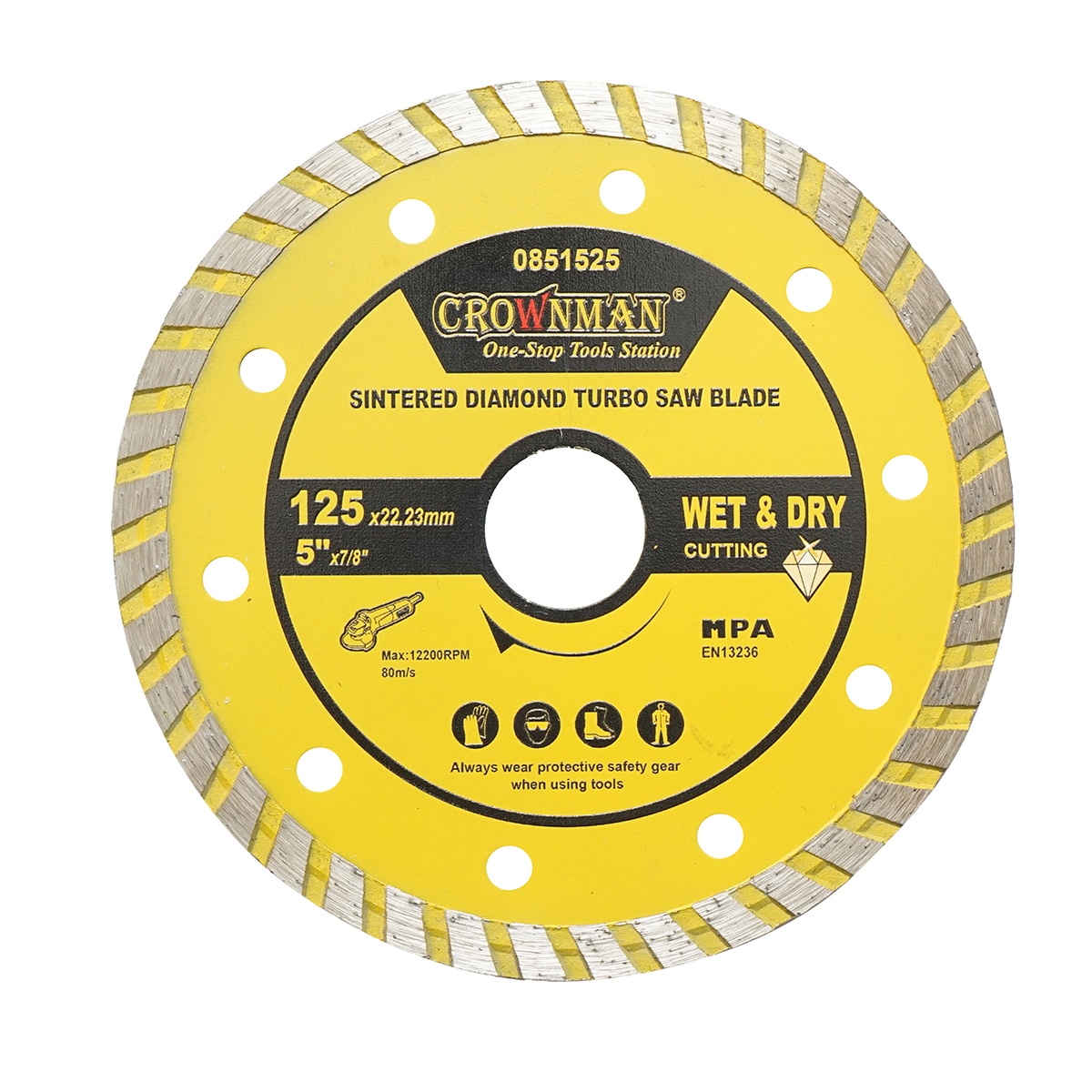 Disc diamantat turbo sinterizat 125x22.23mm, viteza max. 12200rpm, taiere umeda/uscata pentru piatra, gresie, ceramica, marmura , Cod: DISPT19,