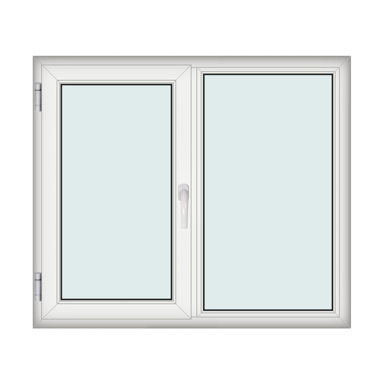 Fereastra 140x120cm, 2 canate, alb, stanga si rabatare, Klass, 7cm, 6 camere, 2 garnituri