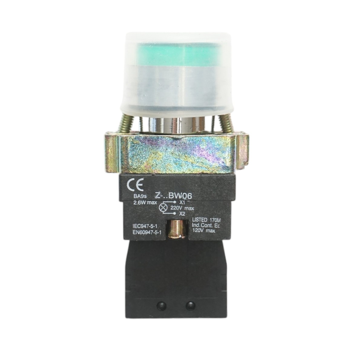 bloc masura monofazat Lampa semnalizare cu alimentare directa verde si protectie 1NO, 220V, IP65, LAY5 Breckner Germany, BRECKNER GERMANY, BK76421