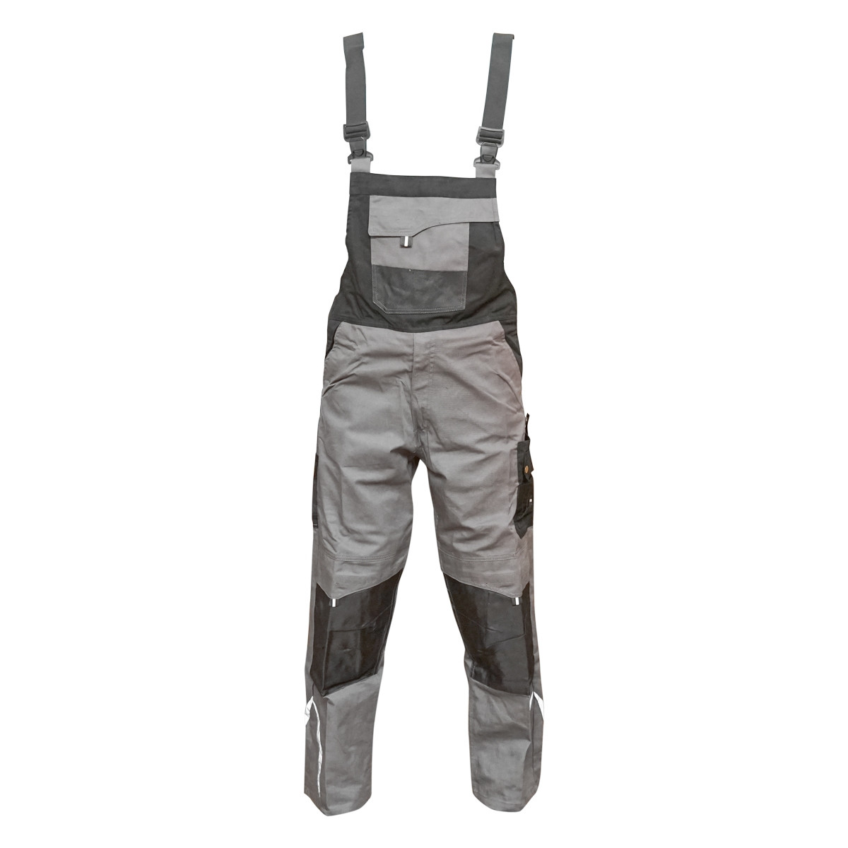 Pantaloni de lucru cu pieptar, salopeta din poliester cu bumbac, gri cu negru, L, Cod: BK77236, Brand: BRECKNER GERMANY