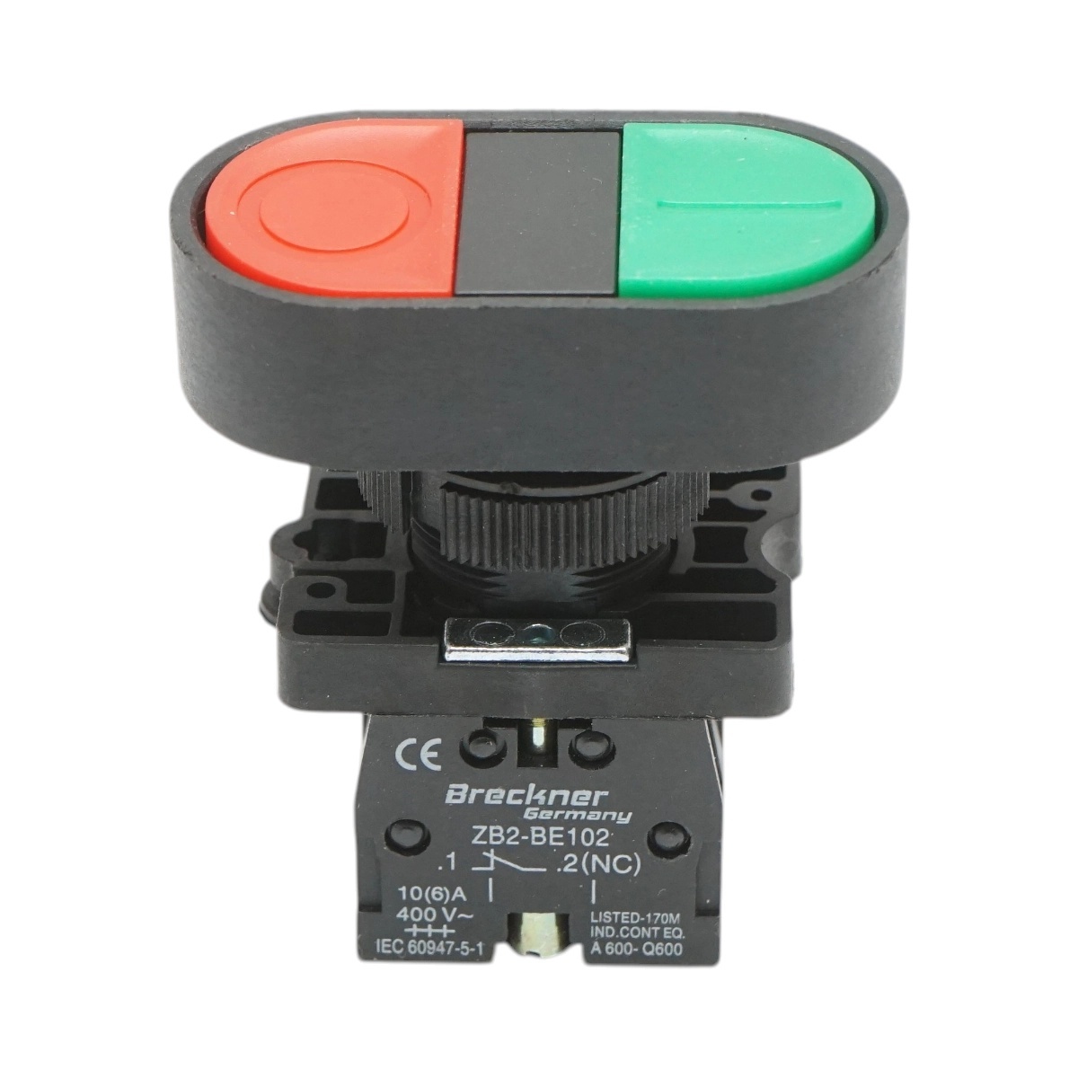 bloc masura monofazat Buton comanda dublu 1NC, 400V/10A, LAY5 IP40 Breckner Germany, BRECKNER GERMANY, BK76488