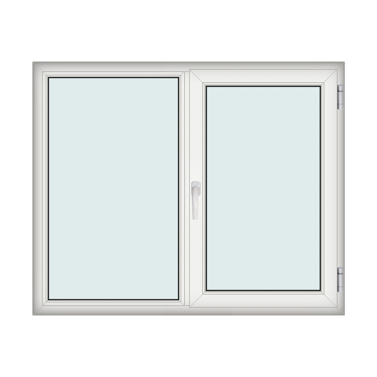 Fereastra 160x130cm, 2 canate, alb, dreapta si rabatare, Klass, 7cm, 6 camere, 2 garnituri