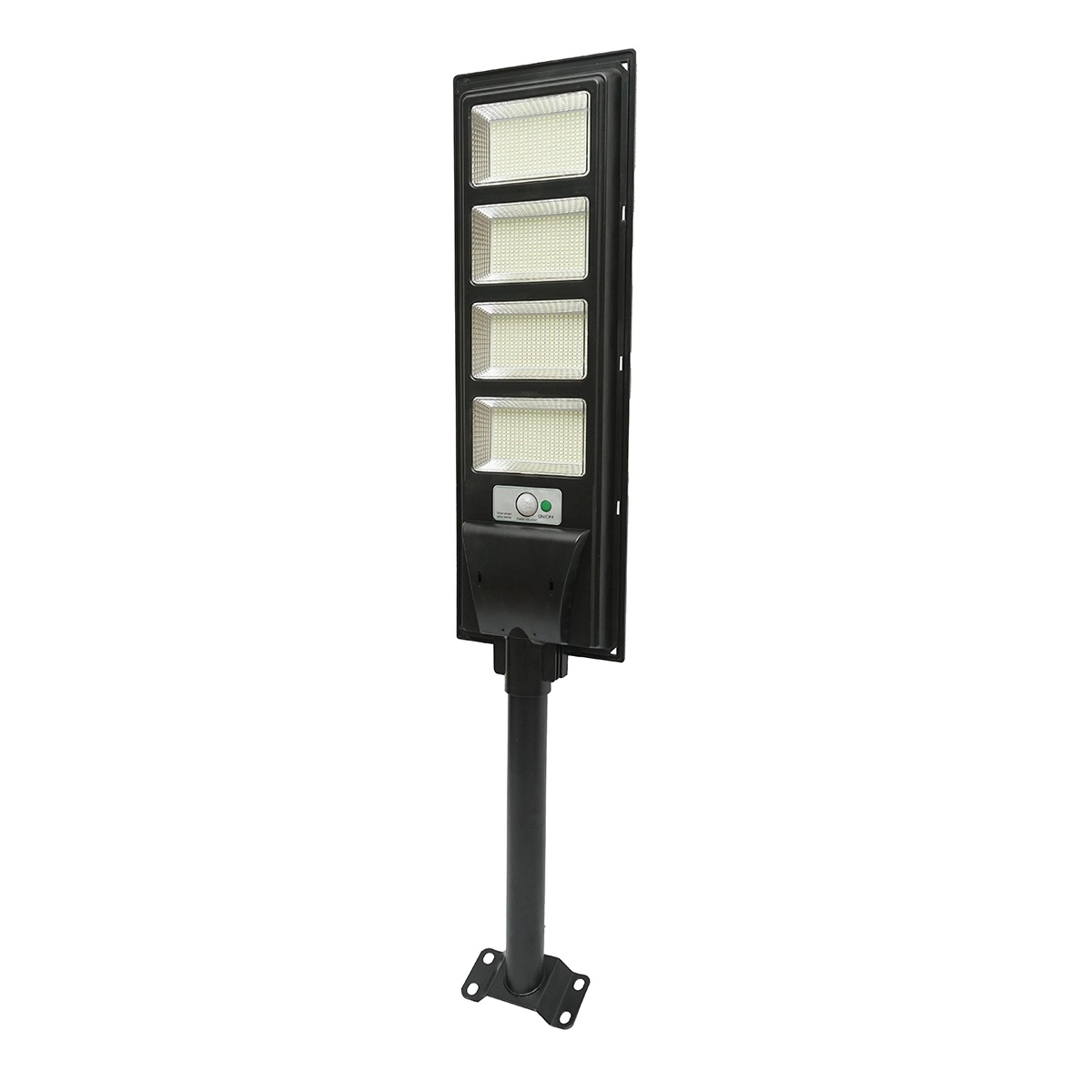 Lampa solara LED iluminat stradal 200W 6500K cu panou solar 12W, baterie 12000mAh, telecomanda, prindere pe stalp IP65, BK79610, Brand: BRECKNER