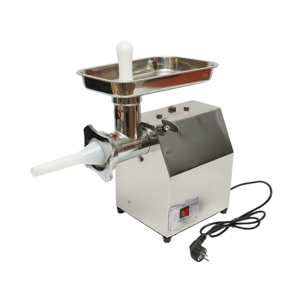 mașina de tocat electrica altex Masina de tocat carne electrica inox 850W, 220V, capacitate 150 kg/h, adaptor carnati, 2 site si 2 cutite incluse 380x210x415mm, DISGN80