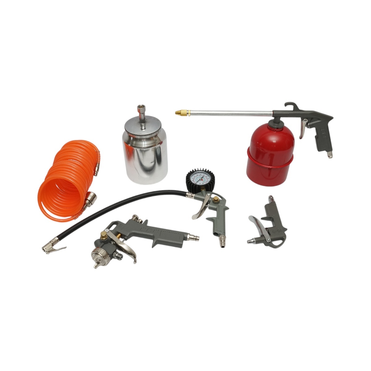 pusca aer comprimat 6.35 mm de vanzare Set 5 piese aer comprimat vopsit, suflat, umflat, spalat cu furtun spiralat 5m , Cod: BK76146, Breckner Germania