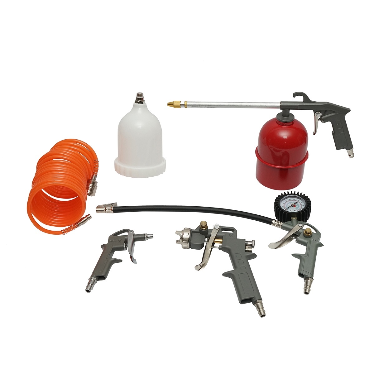 pusca aer comprimat 6.35 mm de vanzare Set 5 piese aer comprimat vopsit, suflat, umflat, spalat cu furtun spiralat 5m , Cod: BK76147, Breckner Germania,