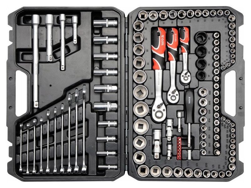 masina 8+1 Set de prize YATO 120 piese 1/4", 3/8", 1/2" CrV