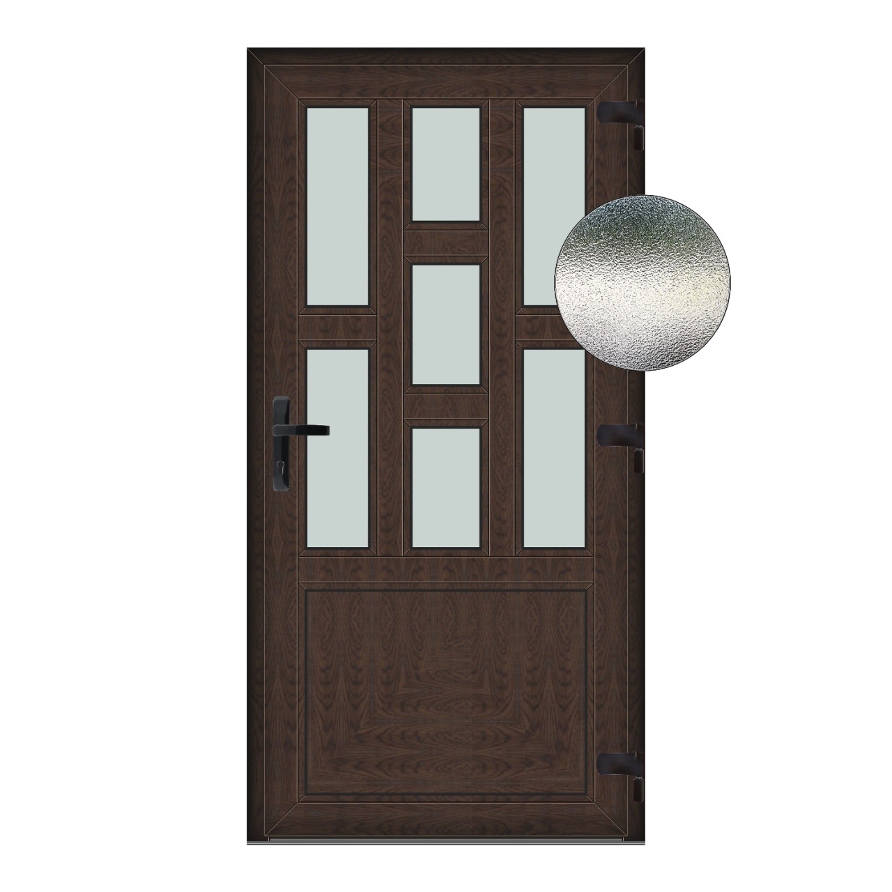 Klass Usa Capri, PVC & termopan, 70x210cm, tabac (wenge), dreapta, Klass, 7cm, 6 camere, sticla mata nisip alb