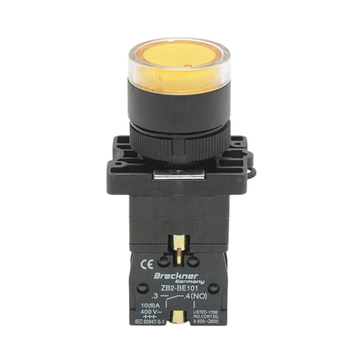 bloc masura monofazat Buton indicator LED galben cu rezistenta integrata 1NO, 220V, LAY5 Breckner Germany, BRECKNER GERMANY, BK76465